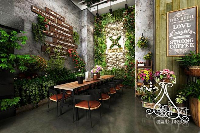 咖啡厅/植物墙3d模型下载[id:143...