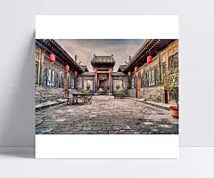手绘中国风四合院海报背景|国风,四合院,海报,背景,古典/中国风,背景元素
