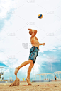 运动员,海滩,排球运动,球,男性,进行中,运动,业余选手,夏天,户外