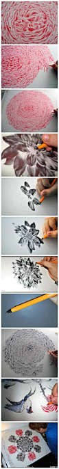 [【绘画】极其精美的手绘花朵] 是的，你没有看错，这些都是用圆珠笔画出来的，这精细程度，真心赞了！！来自英国插画家Paul Alexander Thornton.