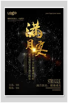 满月快乐健康成长满月宴海报-众图网