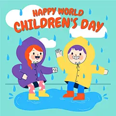 可爱线性创意人物儿童节日手绘插画海报banner模版矢量设计素材-淘宝网