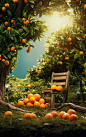 植物橘子树AI图数字艺术图