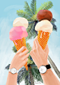 （插画图2）炎炎夏日，与你最亲密的朋友一起贪恋冰淇淋，是你对夏天的期待之一吗？#ClassicPetiteBondi# （配图：@Paco_Yao）