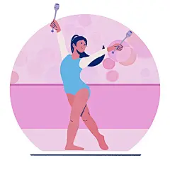 奥运会女子艺术体操棒操扁平风插画图片下载
