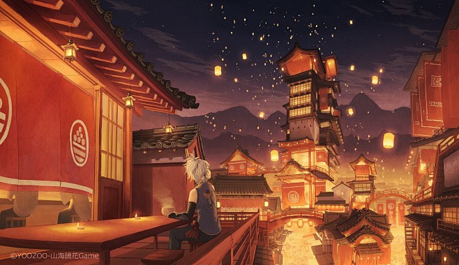 【P站画师】美丽的夜景。日本画师ぽち的插...