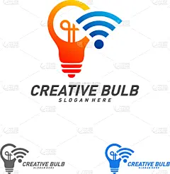wifi light bulb logo design concept smart bulb