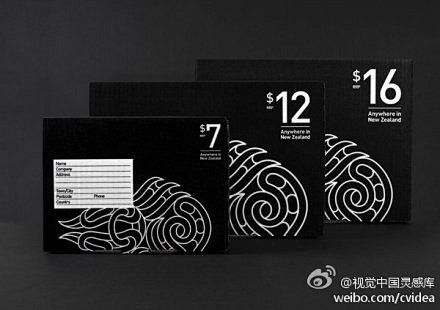 新西兰邮政简约的快递包裹包装设计，黑白的...