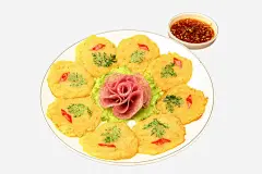 土豆饼蘸酱免抠素材_新图网 https://ixintu.com 中华美食 传统美食 油炸土豆饼 美味熟菜 餐饮美食