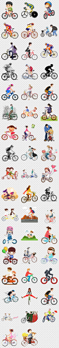 卡通可爱骑自行车单车儿童免扣png