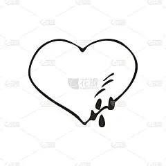 涂鸦破碎的心图标。爱的象征。可爱的手绘图形插图。简单的轮廓的迹象。艺术素描模式