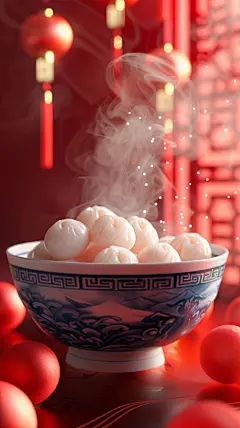 元宵节碗里的汤圆背景素材