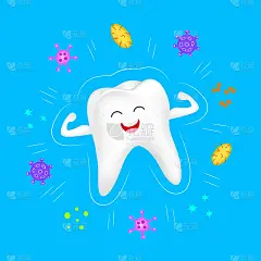 Cute cartoon tooth character flexing arms forming 