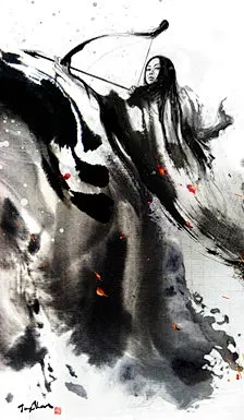 水墨风与PS结合的武侠插画