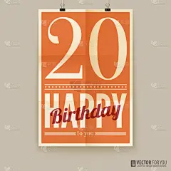 生日快乐海报、 卡。二十岁.