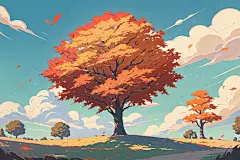秋日风和日丽秋季森林插画背景图