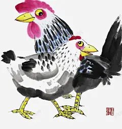 水墨鸡 创意素材