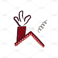 圣诞节红砖管，雪屋顶孤立在白色背景上。手绘姜饼屋元素。庆祝新年快乐。用于横幅、明信片。