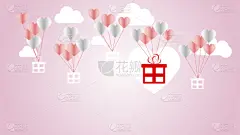 天空,粉色,气球,半空中,心型,个性,包装纸,可爱的,贺卡,清新