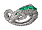 Cartier 卡地亚「Crocodile」手镯
小鳄鱼背部镶嵌5颗糖面包山切割祖母绿，身体部分铺镶圆形切割钻石，眼睛为2颗弧面切割祖母绿