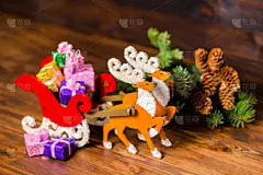 圣诞装饰,动物雪车,圣诞老公,美,贺卡,新的,水平画幅,雪,无人