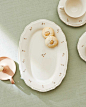 Zara Home 浪漫花卉椭圆陶瓷上菜浅盘糕点盘水果盘 42289220712-tmall.com天猫