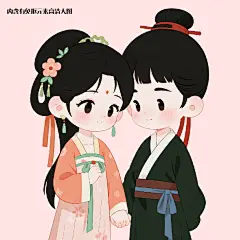 古风插画情侣免抠元素(点击左下角下载源文件)