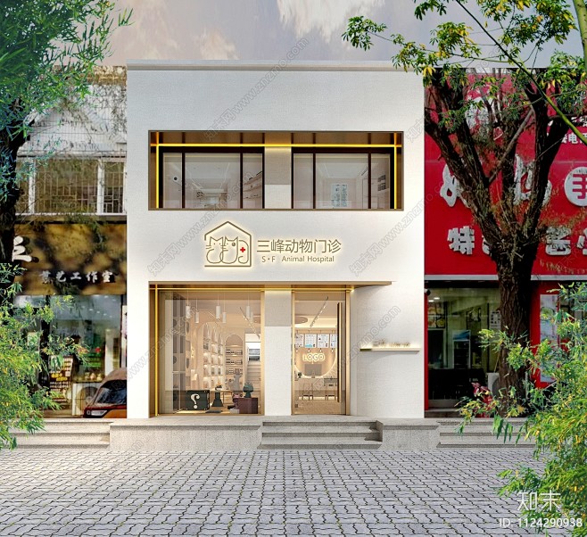 现代宠物店门头3D模型下载【ID:1124290938】_知末3d模型网