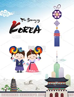 韩国之美(韩国传统韩服童子人物欢迎您与大志迷一起来韩国游玩。)