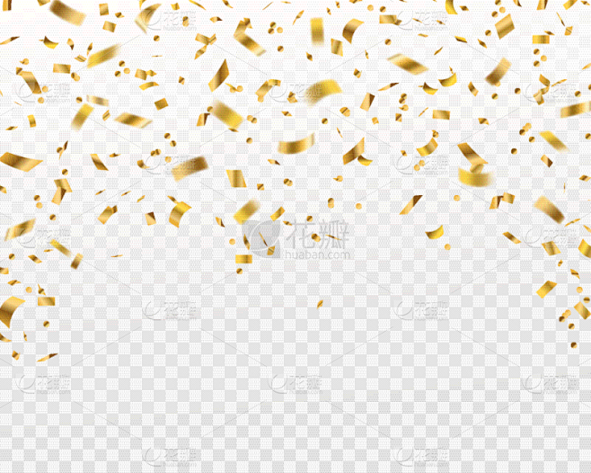golden confetti falling gold foil ribbons flying