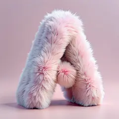 简约粉色毛绒字母a素材图AI图
