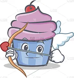 丘比特纸杯蛋糕人物卡通风格矢量插图丘比特纸杯蛋糕人物卡通风格矢量插图