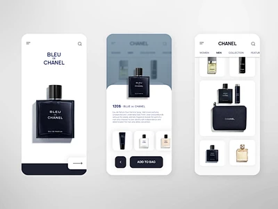 Bleu de Chanel 香水香奈儿界面豪华奢华 ux ui 商店手机 iphone 家庭电子商务应用程序-花瓣网