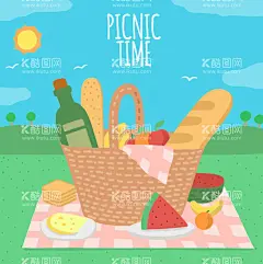 卡通户外露营  - 源文件下载【酷图网】卡通,户外,室外,野外,露营,野餐,桌布,篮子,啤酒,面包,西瓜,太阳,天空,草地,草,树,插画,扁平画,鸟,大雁,矢量,素材,ai,eps,图片,设计,广告设计,