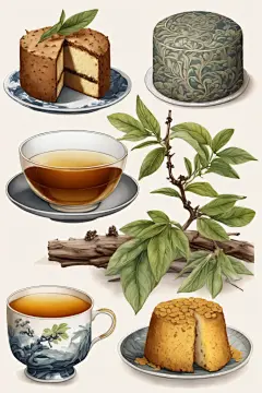 清新手绘沁人心脾的茶叶图片插画