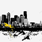 水墨和城市建筑矢量图 页面网页 平面电商 创意素材