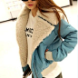2012冬季新款女装 韩国正品代购 保暖羊羔毛长袖短款翻领棉夹克