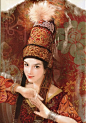 56个民族传统服饰手绘_哈萨克族