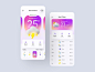 Weather App rain sun icon 3d ui gradient screen flat illustration app weather