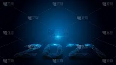 霓虹灯下的2021年文字与三角形技术高科技未来的数字背景。矢量图
