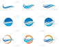 Water Wave symbol and icon Logo Template vectors
