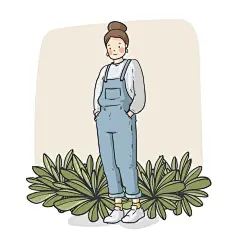 手绘可爱的背带裤女孩插画矢量图设计素材