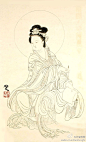 行者李斐的照片 - 仙道人物绘画：文殊师利菩萨宝相 30*60cm温州皮纸墨本。