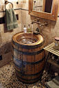 Rustic Barrel Sink......Interior design - bathroom.................... #Interior #design #bathroom #ideas #nice #home #design #love #shower #soap #shower #gel #towel #jacuzzi #mirror #sink ............ #StanPatzitW: 