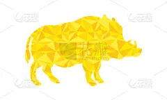 黄金,公猪,可爱的,野生动物,猪,动物,品牌名称,艺术品,爱,剪影