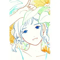 くまそ?う：偏爱少女风，柔和的线条勾勒出女孩的面庞，色彩点睛，风格清新唯美。