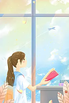 唯美学校校园开学高考加油插画海报
