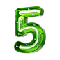 Number 5 Shape Neon Text  3D Icon