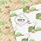 绿茶水彩数码纸图案设计素材 Green Tea digital paper pack - 设汇