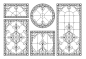 Vector blank for a classic stainedglass window with floral ornaments